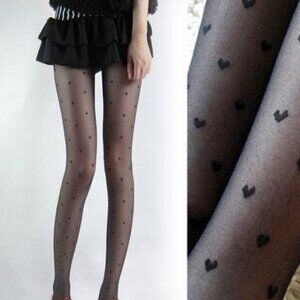 Black Panty Hose with hearts